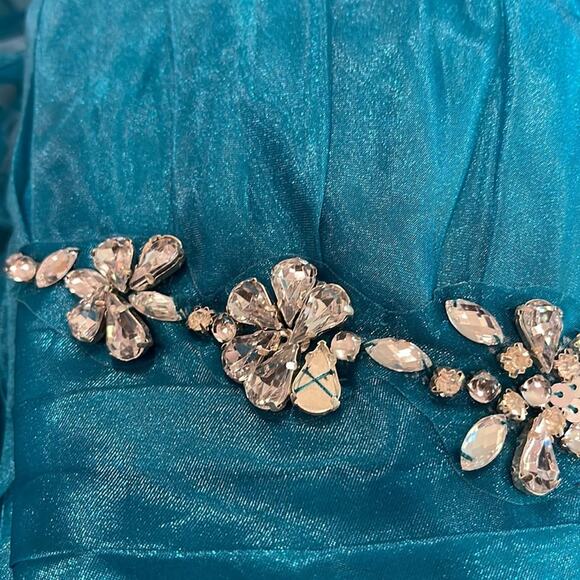 BICICI & COTY Strapless Teal Gown Rhinestones accent Size S Special Occasion NWT - Picture 15 of 15
